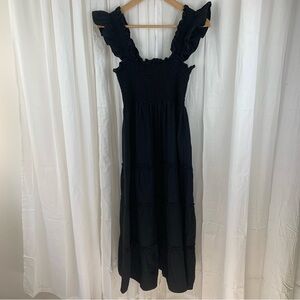 Hill House Black Ruffle Strap Maxi Dress